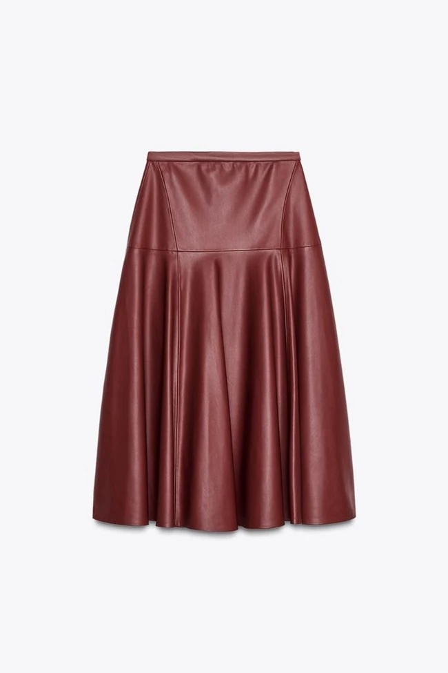Φούστα μίντι με εφέ δέρματος, Zara