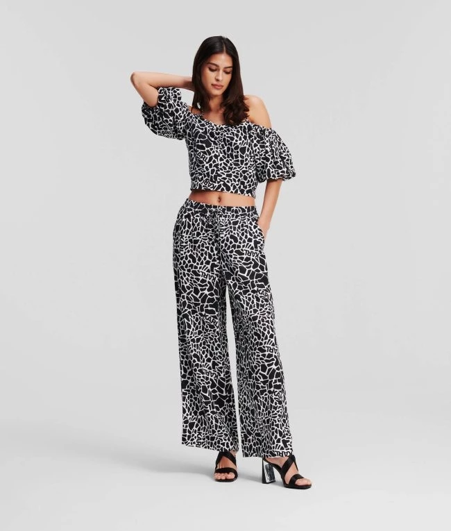 Giraffe print linen pants Karl Lagerfeld, Vassilis Cuir