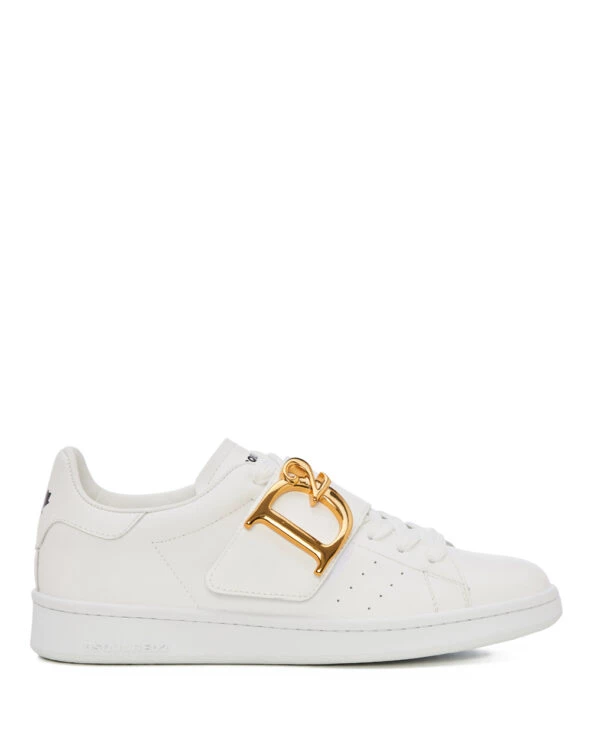Λευκά sneakers με χρυσές λεπτομέρειες, Dsquared2
