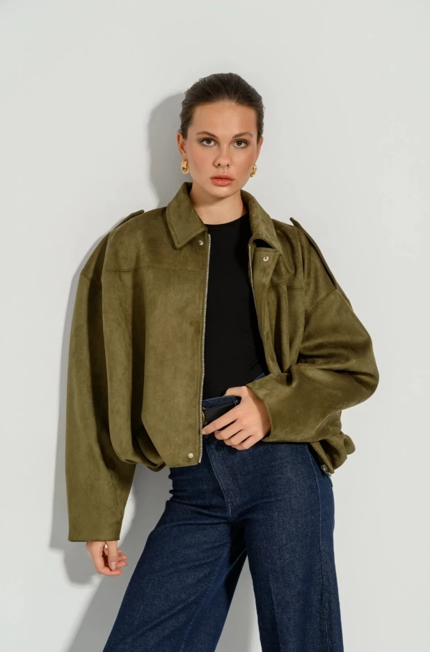 Σουέντ bomber τζάκετ Pink Woman