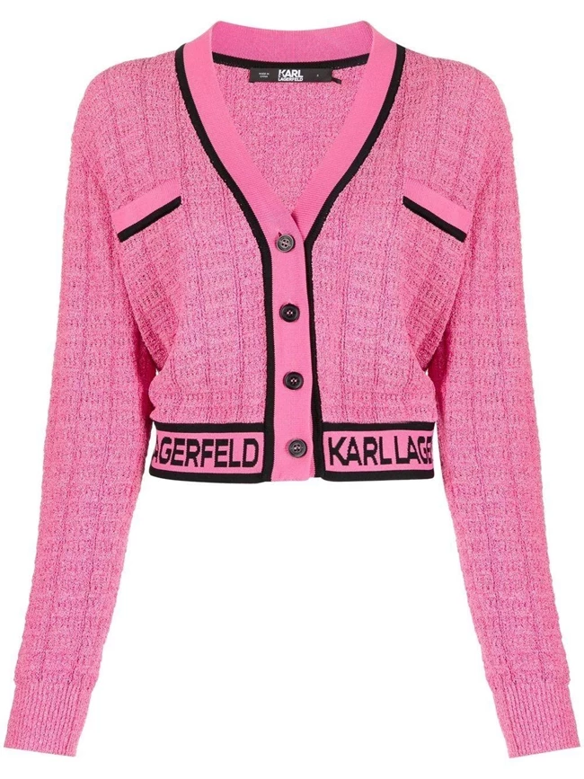 Cropped boucle cardigan Karl Lagerfeld, Simple Caracters