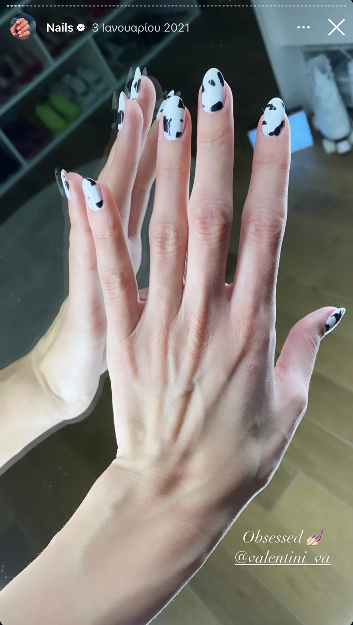 Animal prin cow mani