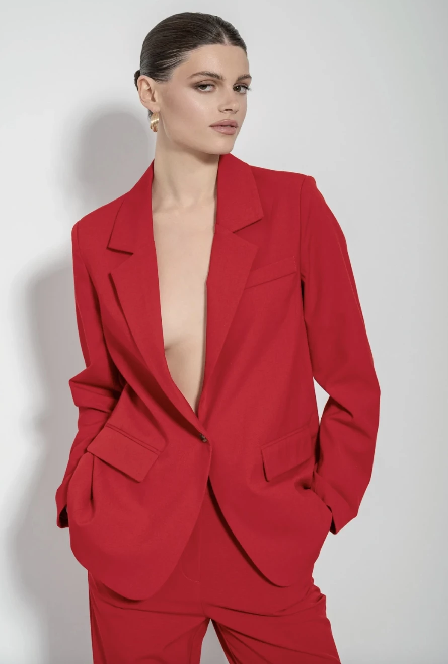 Μπλέιζερ με γιακά και τσέπες Pink Woman