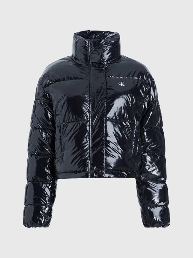 Cropped φουσκωτό jacket με γυαλιστερό φινίρισμα, Calvin Klein