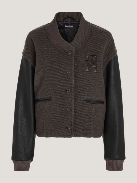 Jacket TH Monogram με δερμάτινα μανίκια, Tommy Hilfiger