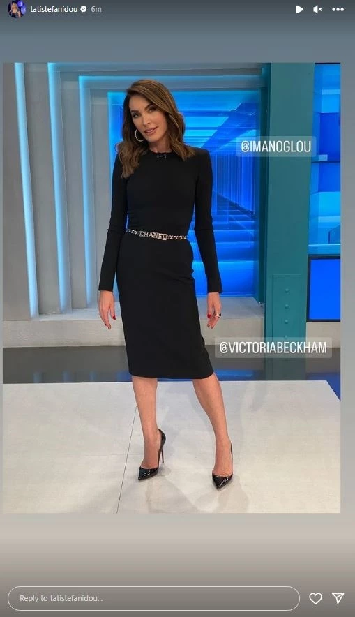 Τατιάνα Στεφανίδου | Κομψή με Victoria Beckham μαύρο φόρεμα