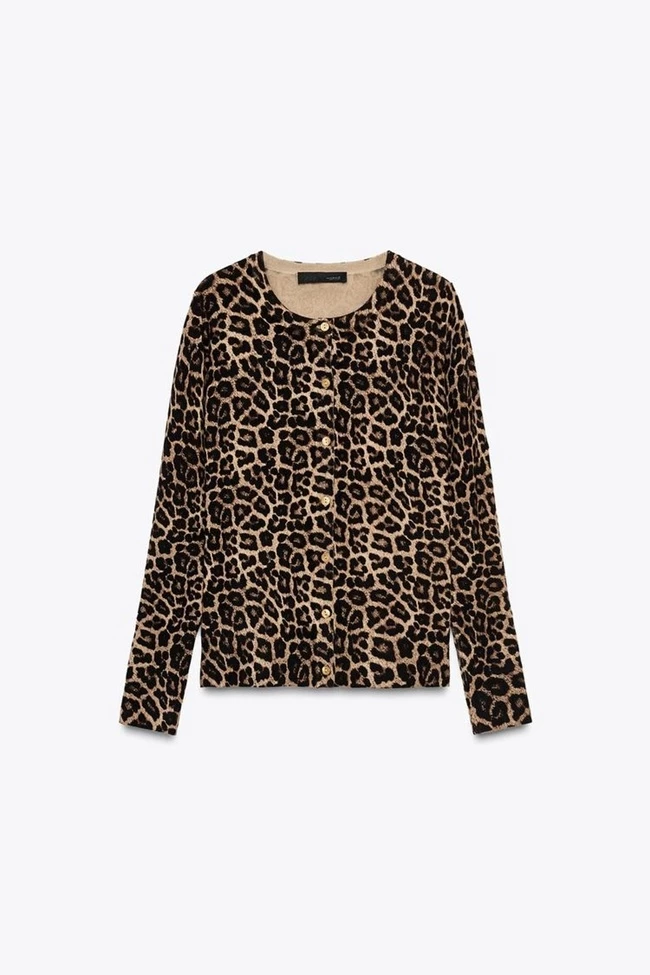 Πλεκτή ζακέτα με animal print, Zara