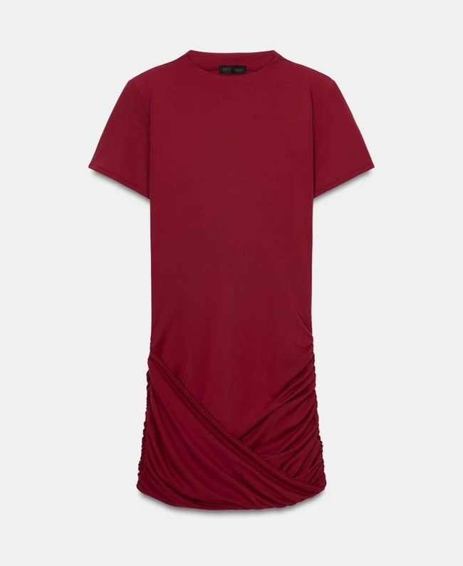 Κοντό φόρεμα με στρογγυλή λαιμόκοψη και κοντά μανίκια με βάτες, Zara