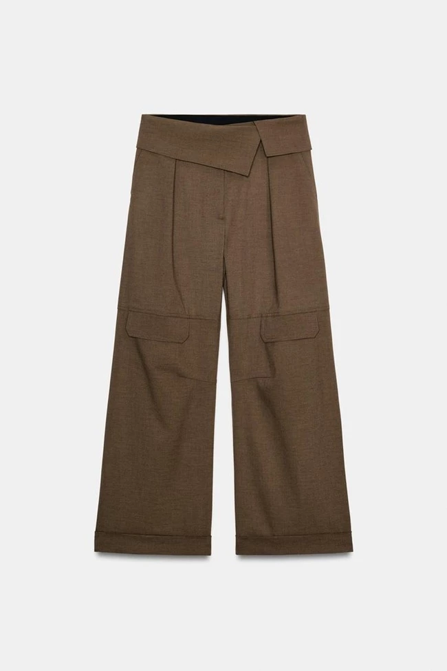 Παντελόνι με μεσαία μέση από κλώση, Zara