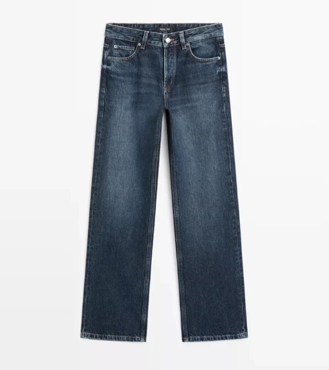 Τζιν παντελόνι με φαρδύ μπατζάκι και κανονική μέση, Massimo Dutti