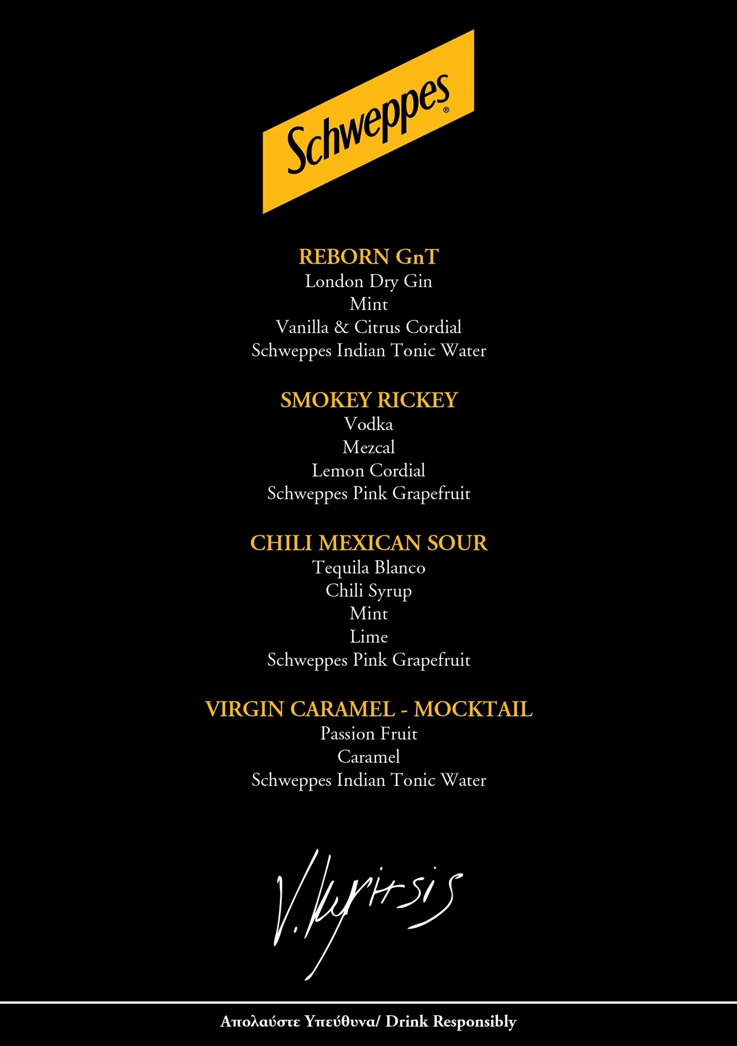 Schweppes Menu Cocktail