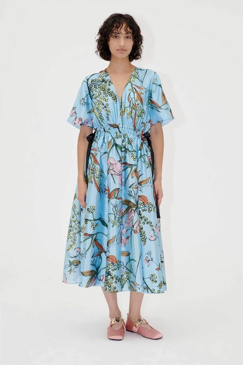 Stine Goya γυναικείο φόρεμα midi με floral print "Spring Mimosa"