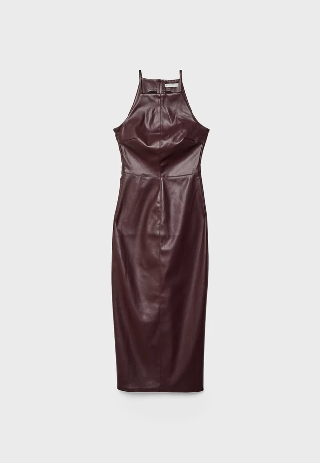 Μίντι φόρεμα με όψη δέρματος, Stradivarius