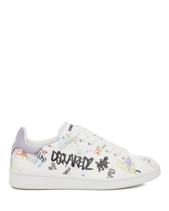 Λευκά sneakers με graffic σχέδιο, Dsquared2