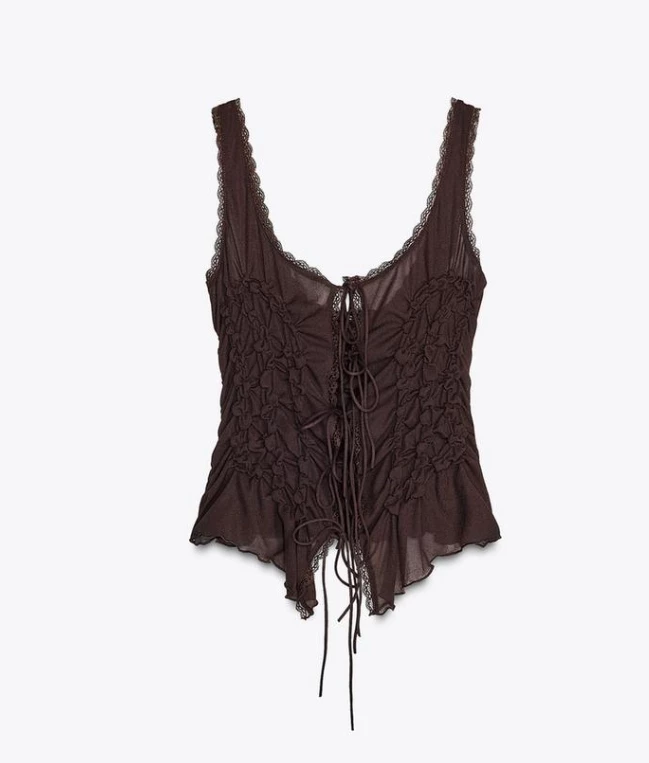 Τοπ με στρογγυλή λαιμόκοψη και τιράντες Zara
