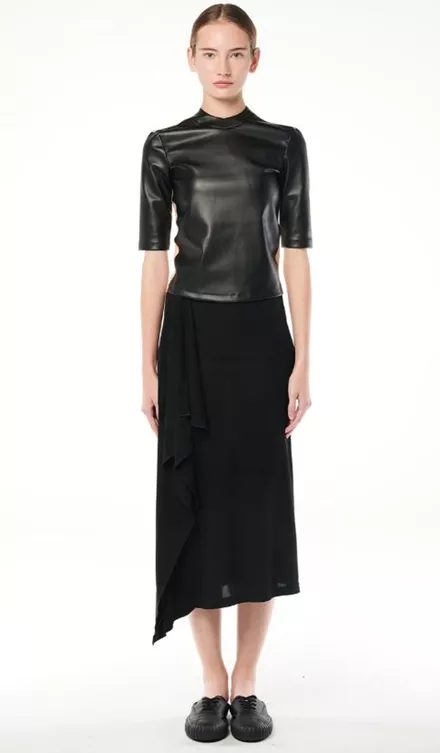 Faux leather top-Black/Beige, MM6 MAISON MARGIELA