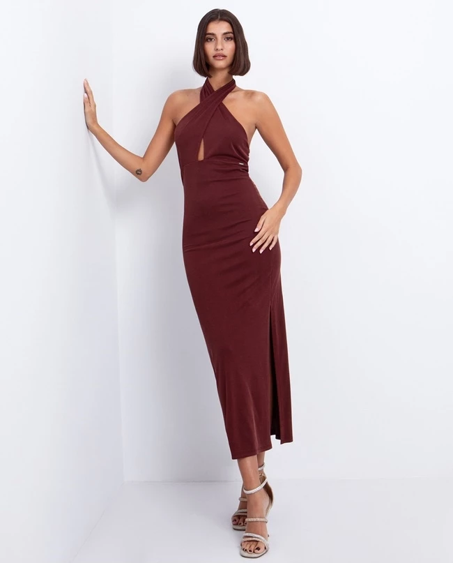 Halter φόρεμα midi