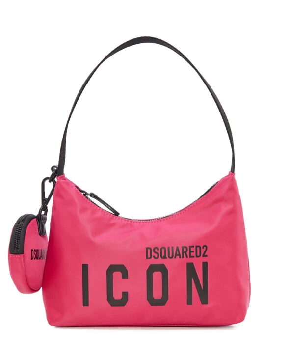 Τσάντα ώμου σε φούξια απόχρωση με logo, Dsquared2