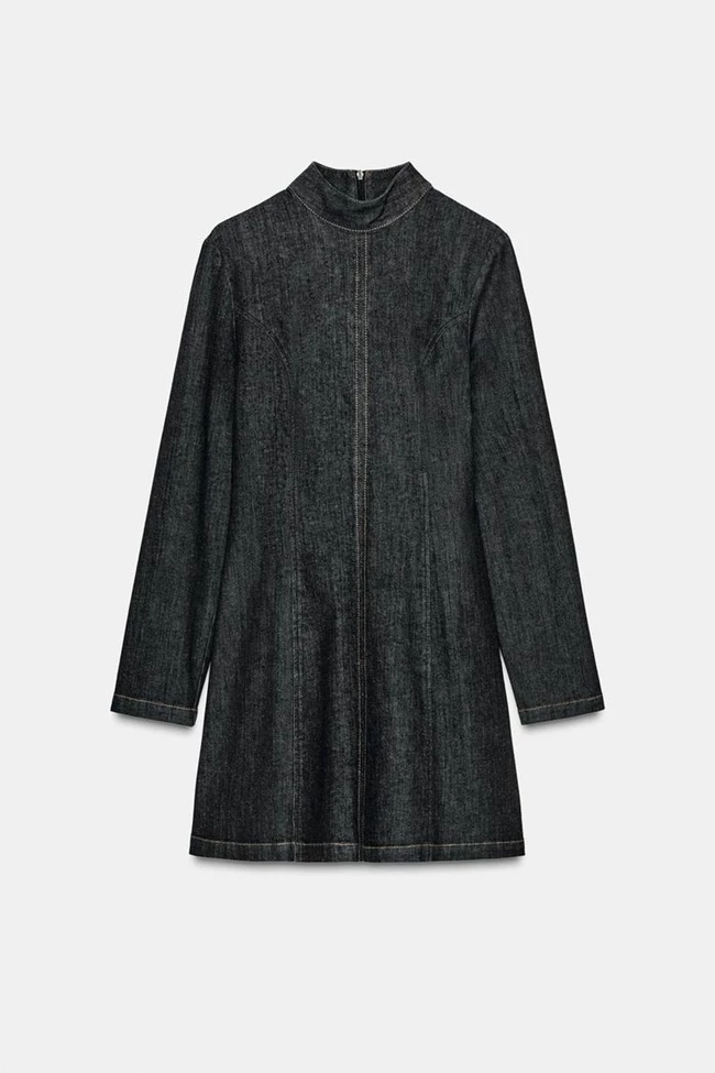 Κοντό φόρεμα με όρθιο γιακά και μακρύ μανίκι, Zara