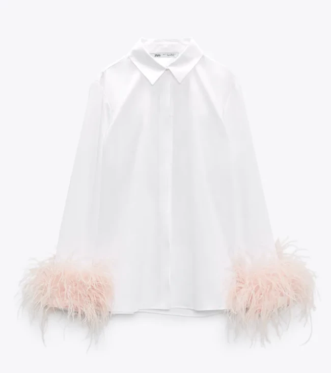 Λευκό πουκάμισο με φτερά Zara