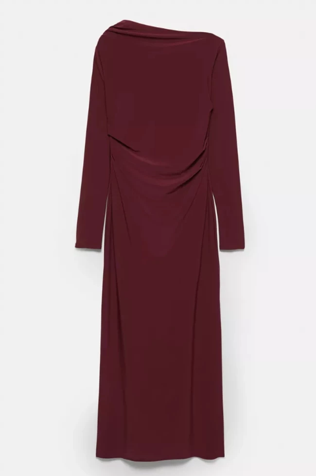 Μίντι φόρεμα με απαλή ύφανση και ντραπέ λεπτομέρειες, Pull&Bear