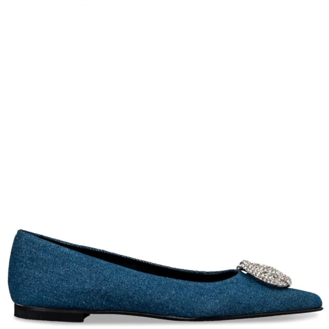 Denim pointed toe ballerinas, Envie Shoes