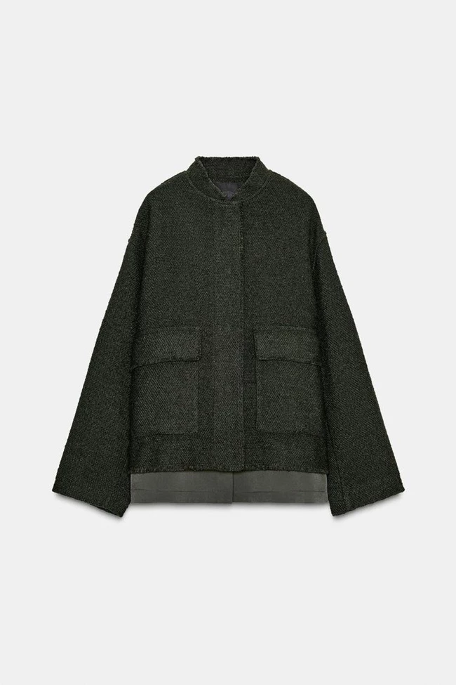 Oversize σακάκι από κλωστή με 30% μαλλί, Zara