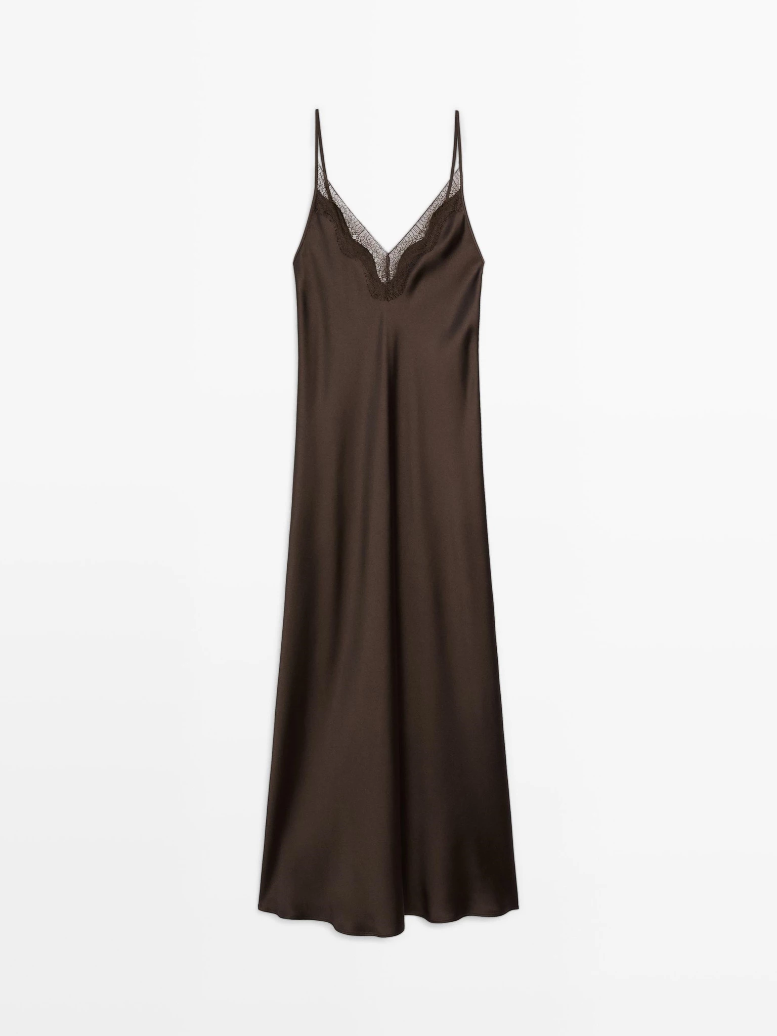 Μακρύ φόρεμα σε στιλ lingerie Massimo Dutti