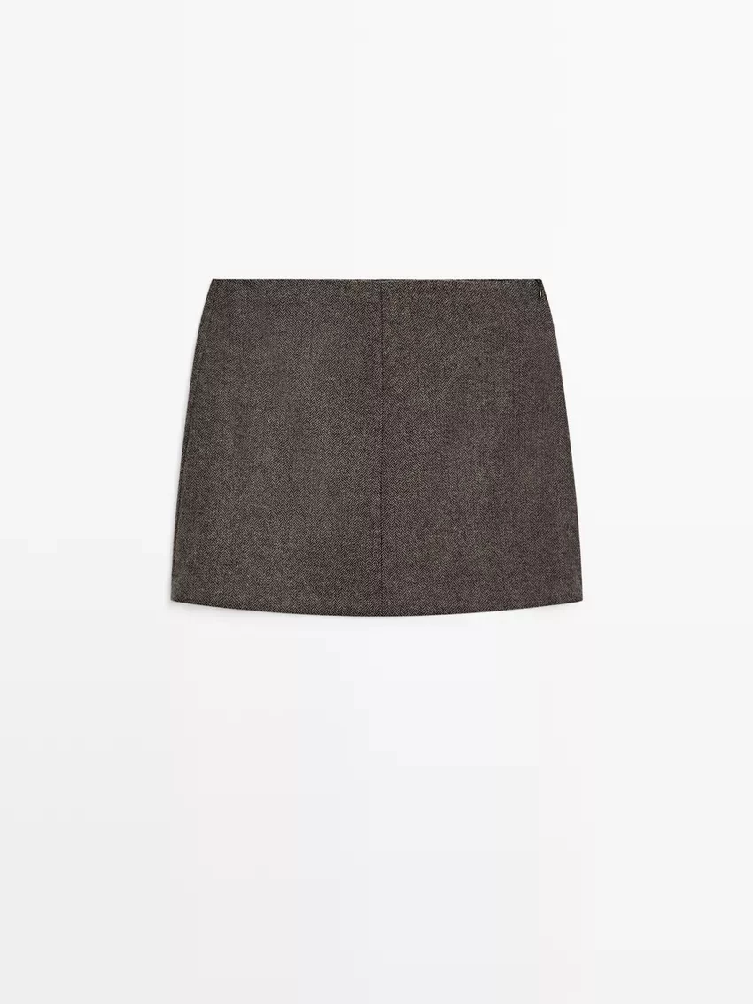 Μίνι φούστα από μάλλινο μείγμα Massimo Dutti