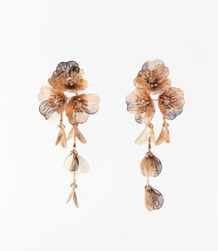 Σκουλαρίκια καταρράκτες με λουλούδια Zara