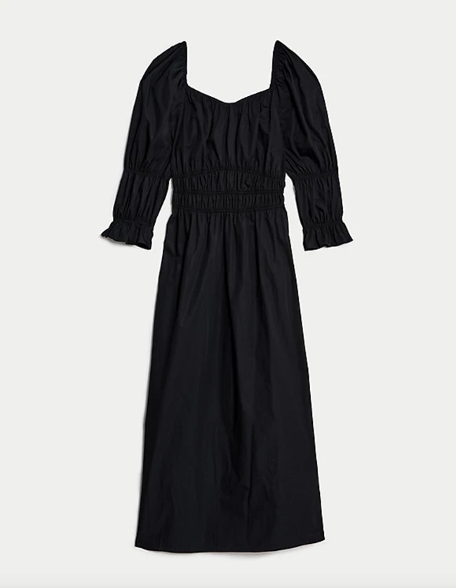 Μίντι μεσάτο φόρεμα με τετράγωνη λαιμόκοψη από 100% βαμβάκι Marks & Spencer