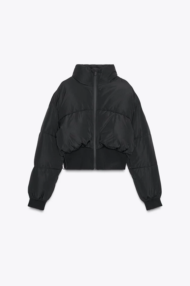 Κοντό καπιτονέ αδιάβροχο μπουφάν με όρθιο γιακά, Zara