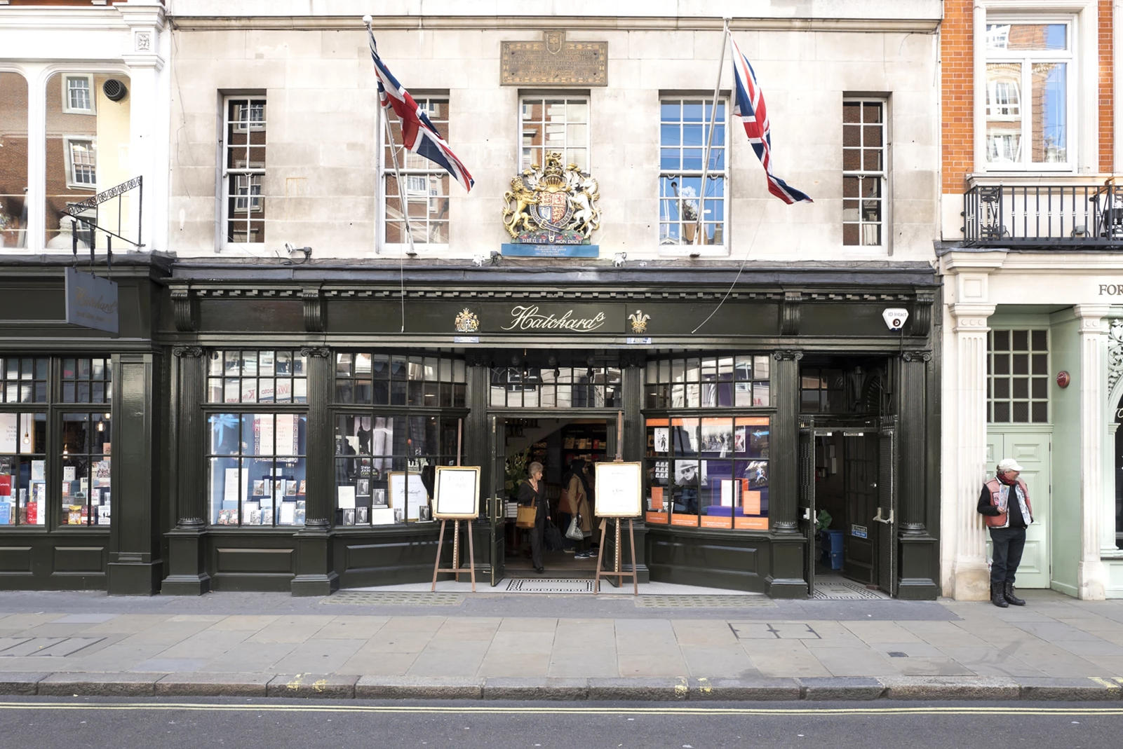 Outside Hatchard's book shop in Piccadilly, London