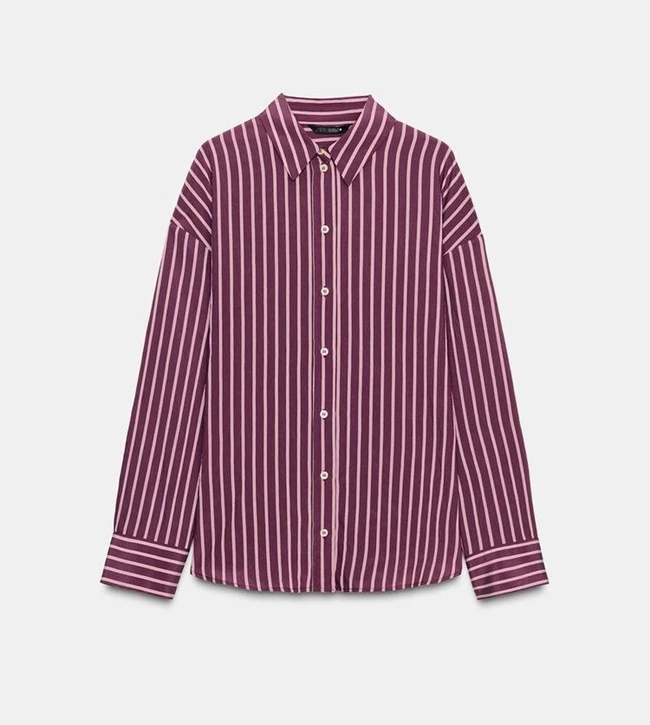 Φαρδύ πουκάμισο με γιακά και μακρύ μανίκι, Zara