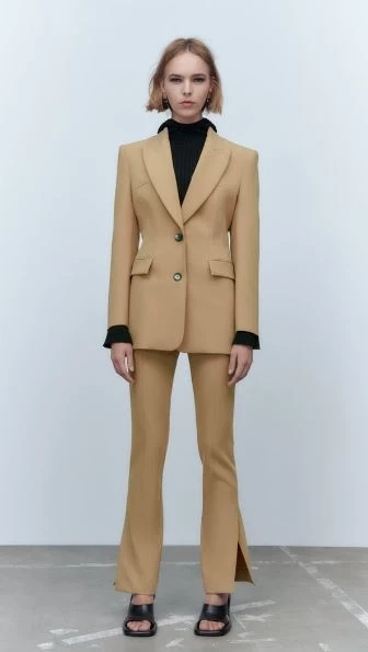 Μπεζ Blazer με στενή εφαρμογή, Zara