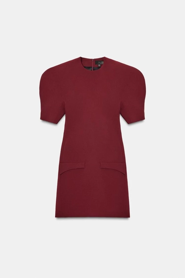 Κοντό φόρεμα με στρογγυλή λαιμόκοψη και κοντό μανίκι με όγκο, Zara