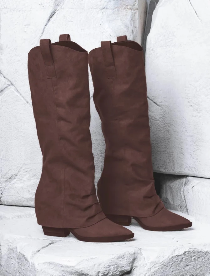 Elysees West Knee High Boots Brown Sandalista