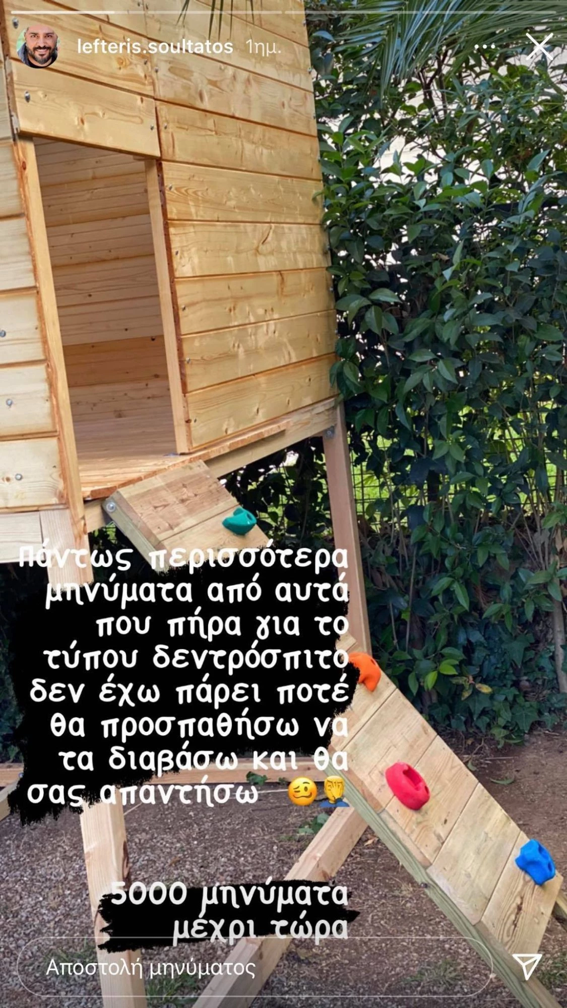 Λευτέρης Σουλτάτος | Οι κατασκευές που έφτιαξε στον κήπο του σπιτιού τους για την κόρη της Βάσως Λασκαράκη - εικόνα 5