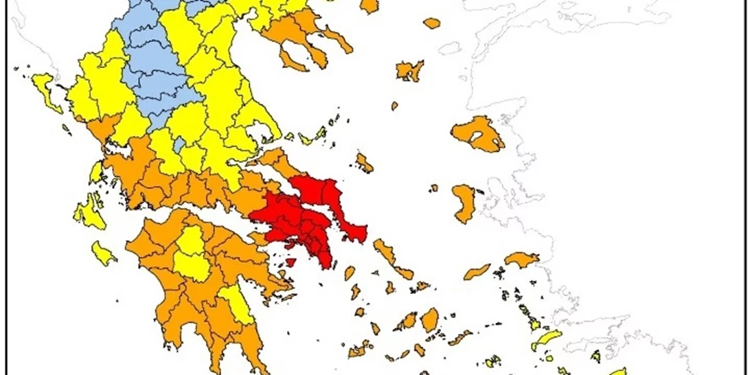 Ακραίος κίνδυνος πυρκαγιάς σήμερα σε Αττική, Βοιωτία και Εύβοια