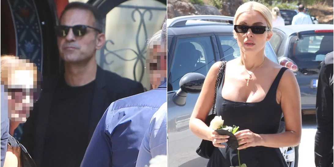 Ντέμης Νικολαΐδης - Κατερίνα Καινούργιου | Συγκινημένοι στο τελευταίο αντίο στην Αλεξάνδρα Νικολαΐδου