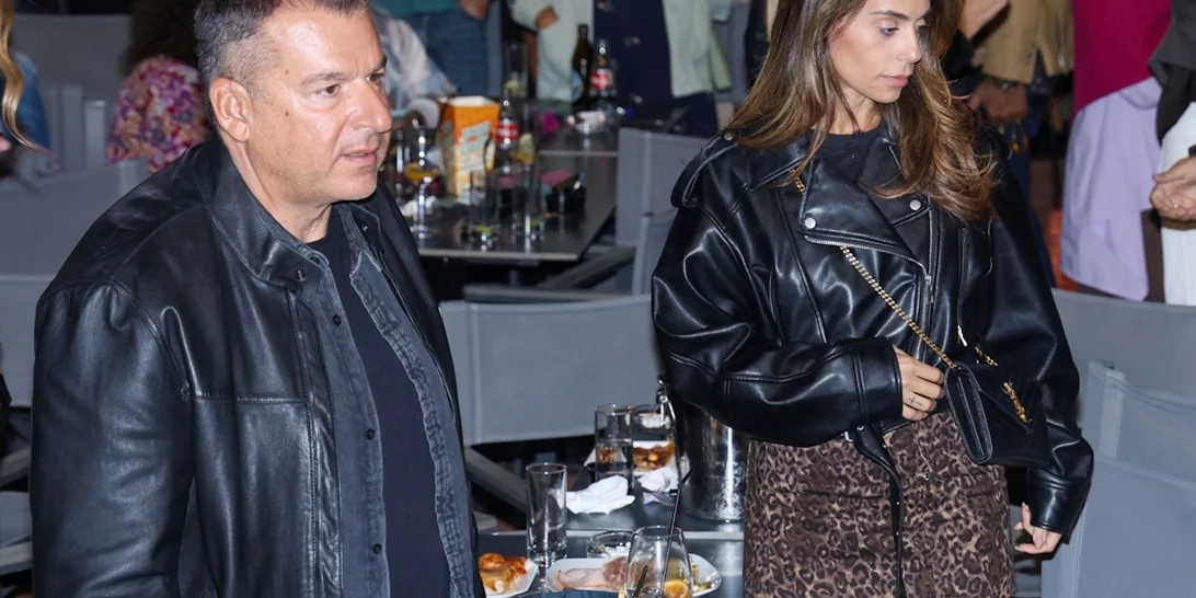 Γιώργος Λιάγκας & Μαρία Αντωνά | Με ταιριαστά leather jackets σε βραδινή τους έξοδο