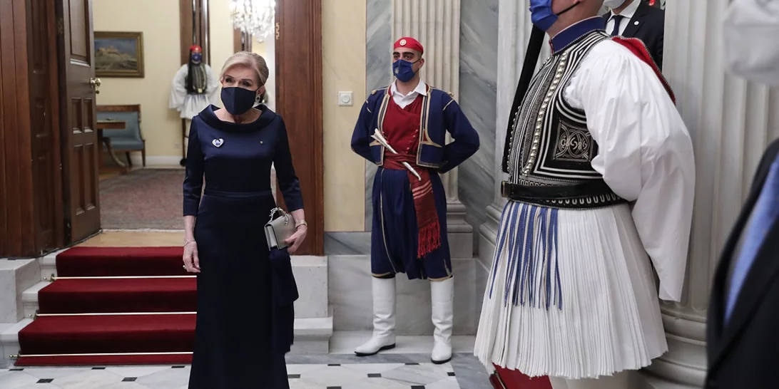 Μαριάννα Βαρδινογιάννη | Η εμφάνισή της στο Προεδρικό Μέγαρο με δημιουργία Celia Kritharioti