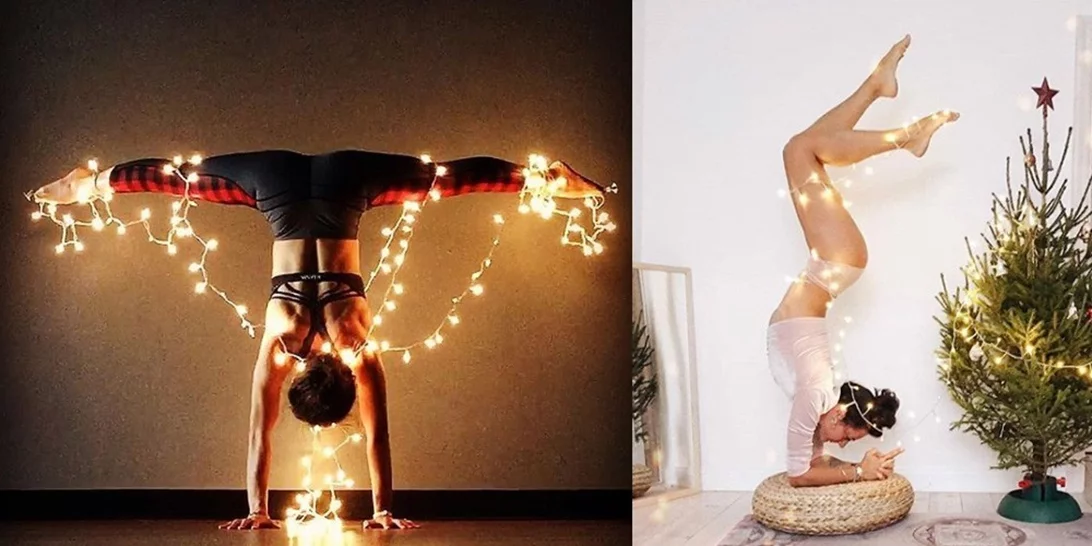 Οι yogis του Instagram σε χριστουγεννιάτικο mood (φορούν λαμπάκια και κάνουν yoga)