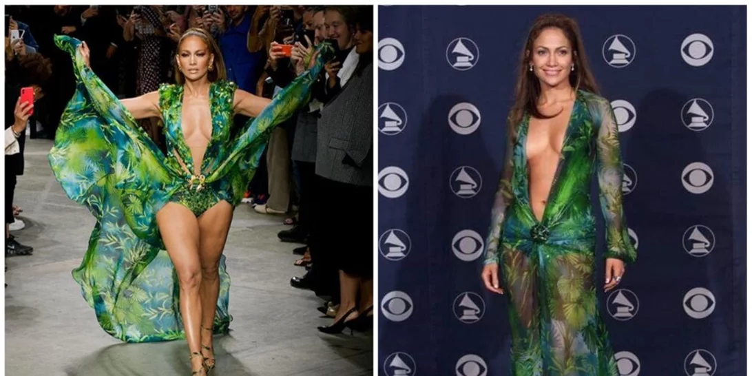 H J.Lο έκλεισε το show Versace ξαναφορώντας το iconic jungle φόρεμα!