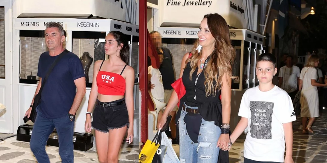 Ιωάννα Λίλη-Θοδωρής Ζαγοράκης | Διακοπές στη Μύκονο με τα παιδιά τους - Η πανύψηλη κόρη τους, Μαρία και ο (ίδιος με τον μπαμπά του) Ιωάννης