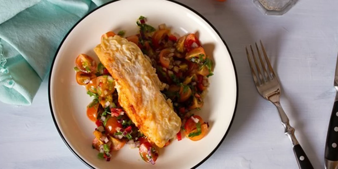 Γαλέος με σπανάκι και ντομάτα