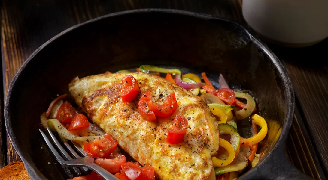 Ομελέτα με μανιτάρια και κίτρινη πιπεριά