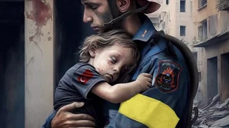 "Είμαι εδώ για σένα" | Η viral εικόνα που φιλοτέχνησε υποστράτηγος της Πυροσβεστικής για να τιμήσει την προσπάθεια των Ελλήνων διασωστών