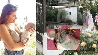 Η βάφτιση της μικρής Λυδίας: Η λιτή μπομπονιέρα και το πέτρινο εκκλησάκι με τον κήπο (Εικόνες - Βίντεο)