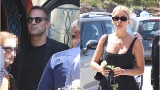 Ντέμης Νικολαΐδης - Κατερίνα Καινούργιου | Συγκινημένοι στο τελευταίο αντίο στην Αλεξάνδρα Νικολαΐδου